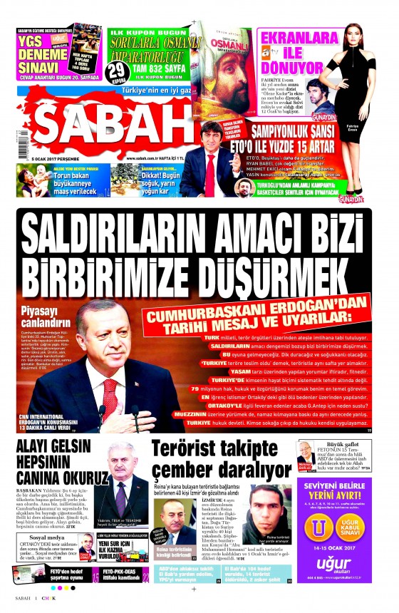 5 Ocak 2017 gazete manşetleri - 827