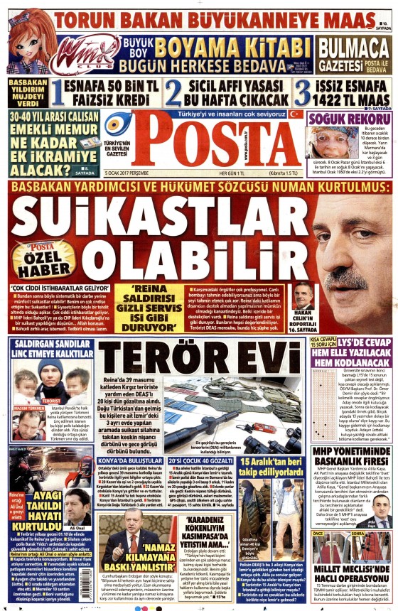 5 Ocak 2017 gazete manşetleri - 828