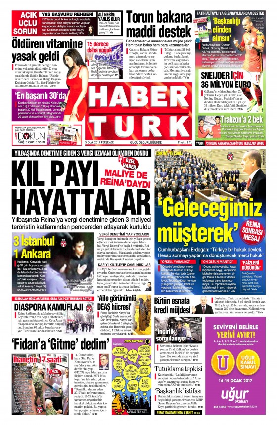5 Ocak 2017 gazete manşetleri - 839