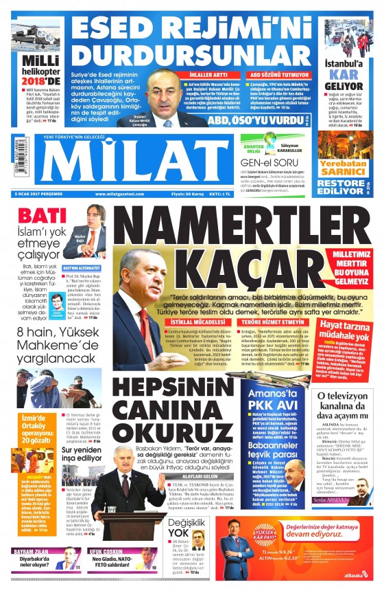 5 Ocak 2017 gazete manşetleri - 841
