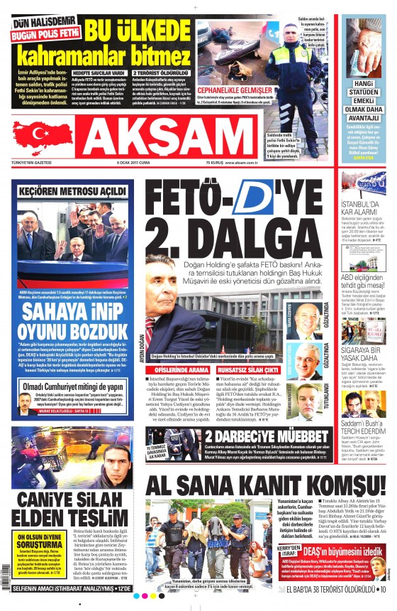 6 Ocak 2017 gazete manşetleri - 850