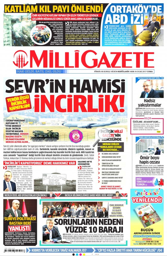 6 Ocak 2017 gazete manşetleri - 860
