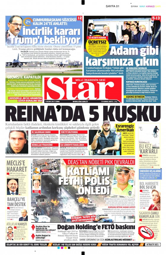 6 Ocak 2017 gazete manşetleri - 864