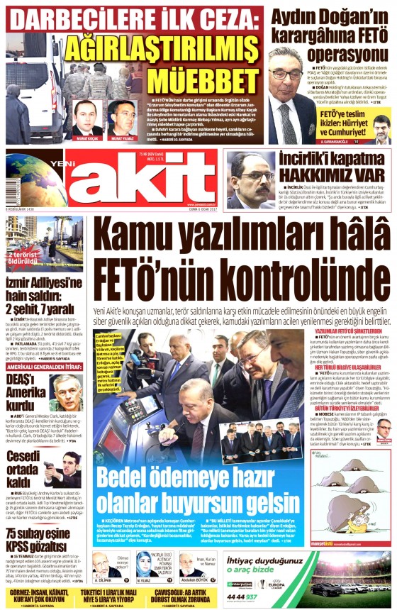 6 Ocak 2017 gazete manşetleri - 874