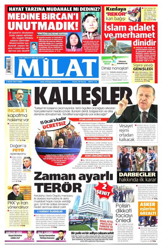 6 Ocak 2017 gazete manşetleri - 879