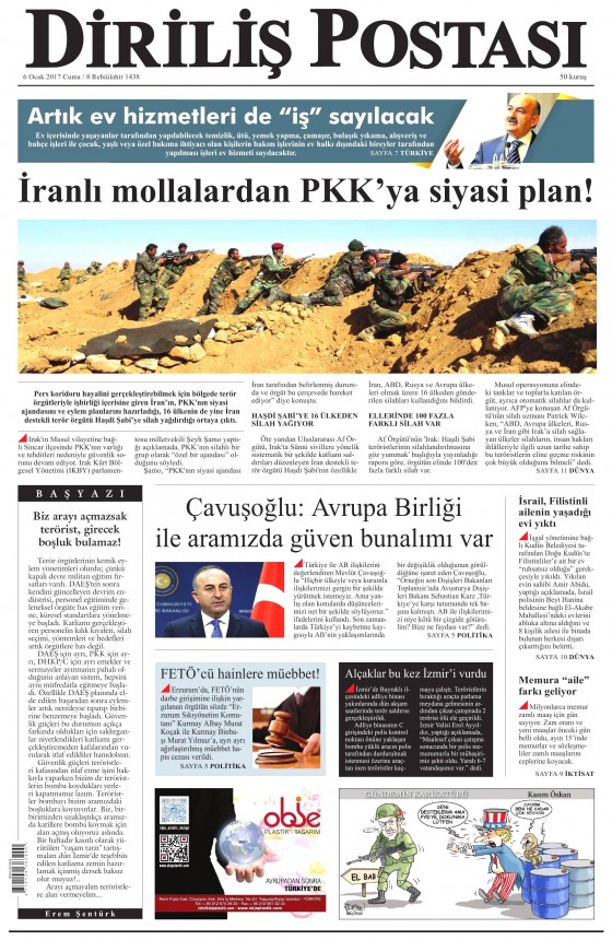 6 Ocak 2017 gazete manşetleri - 886