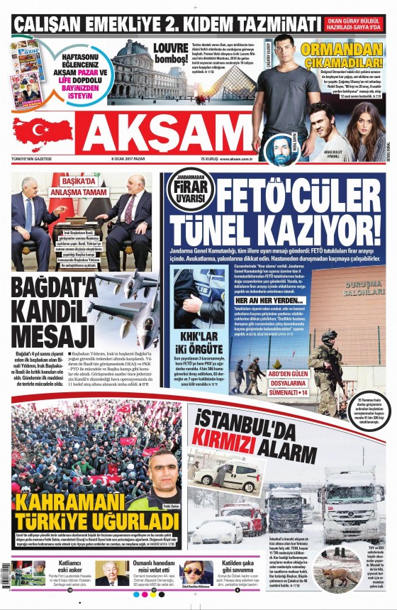 8 Ocak 2017 gazete manşetleri - 928