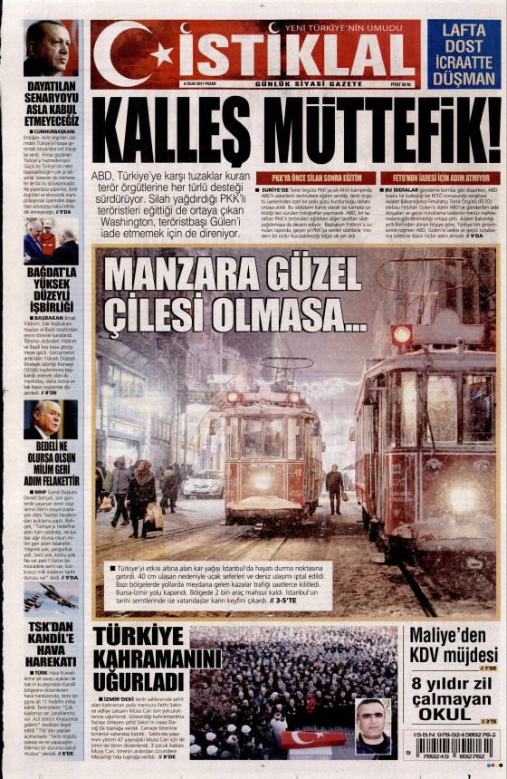 8 Ocak 2017 gazete manşetleri - 935