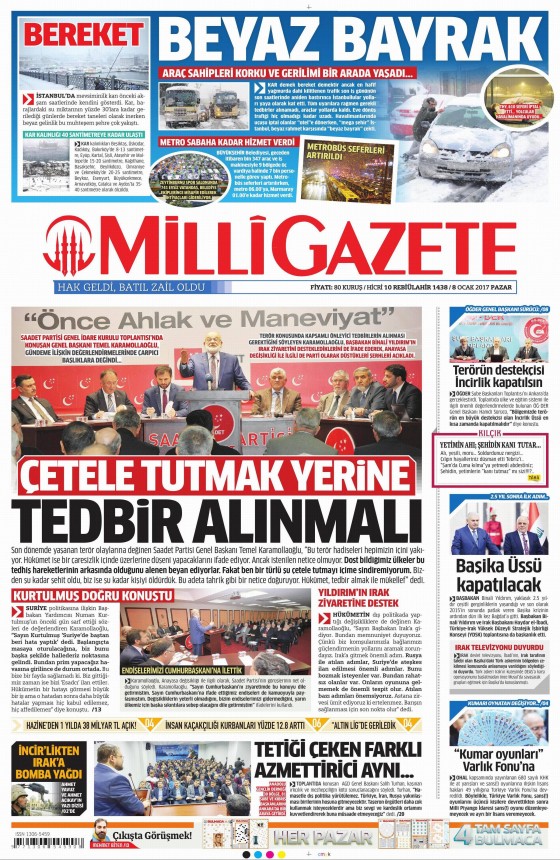 8 Ocak 2017 gazete manşetleri - 939