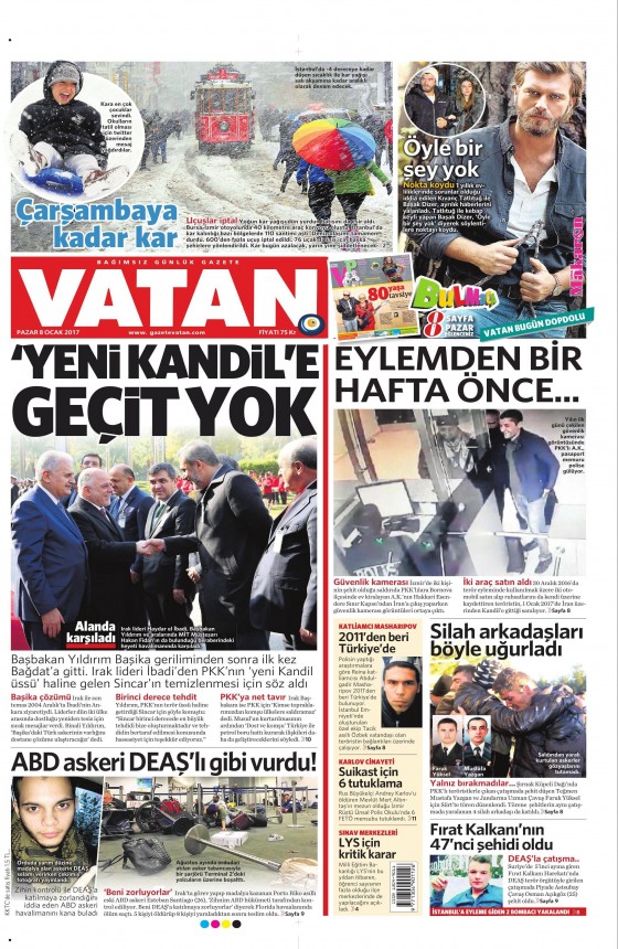 8 Ocak 2017 gazete manşetleri - 946