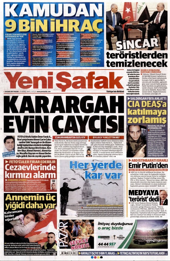 8 Ocak 2017 gazete manşetleri - 949