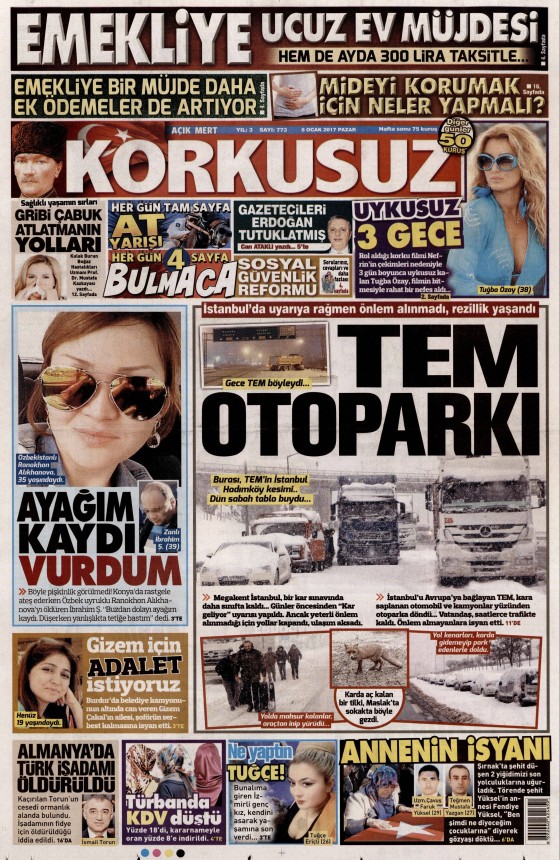 8 Ocak 2017 gazete manşetleri - 958