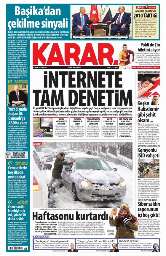 8 Ocak 2017 gazete manşetleri - 961