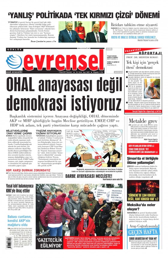 9 Ocak 2017 gazete manşetleri - 971