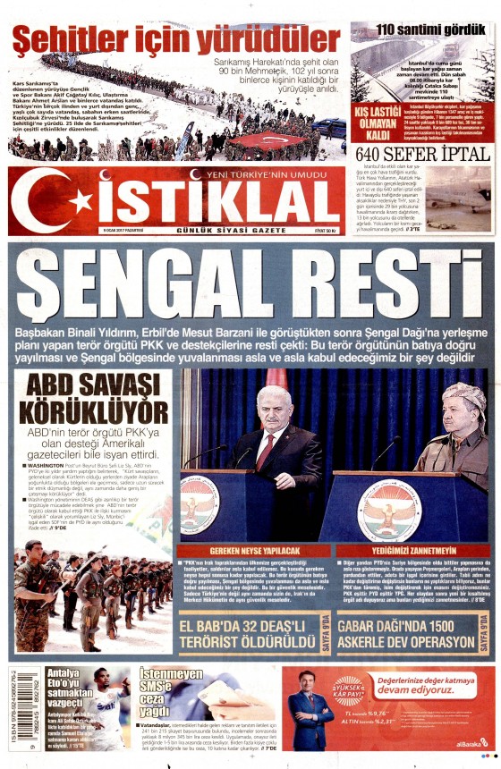 9 Ocak 2017 gazete manşetleri - 973