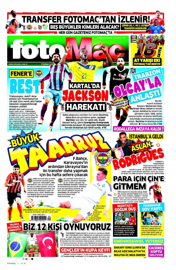 9 Ocak 2017 gazete manşetleri - 976