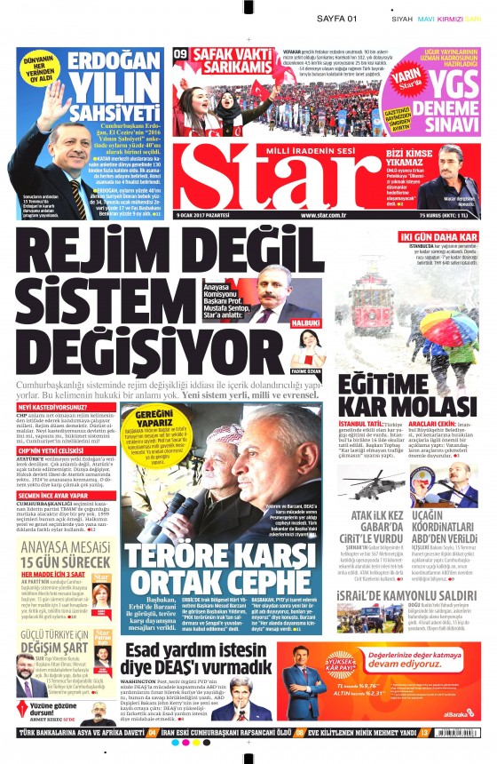 9 Ocak 2017 gazete manşetleri - 978