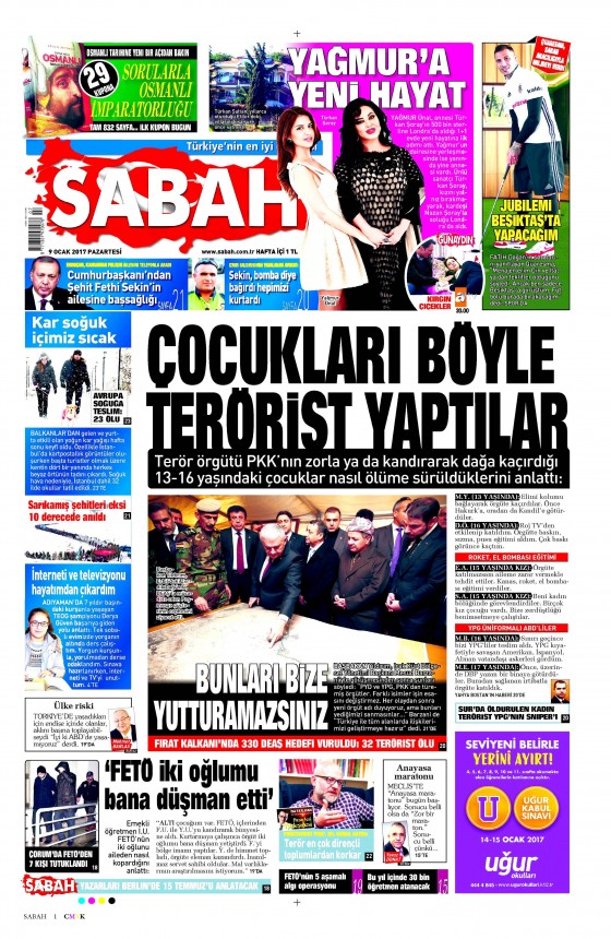 9 Ocak 2017 gazete manşetleri - 979