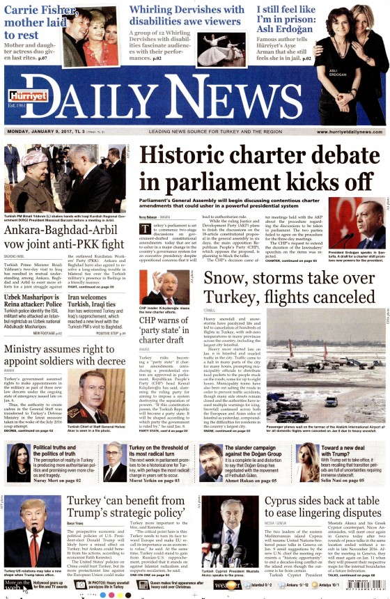 9 Ocak 2017 gazete manşetleri - 984