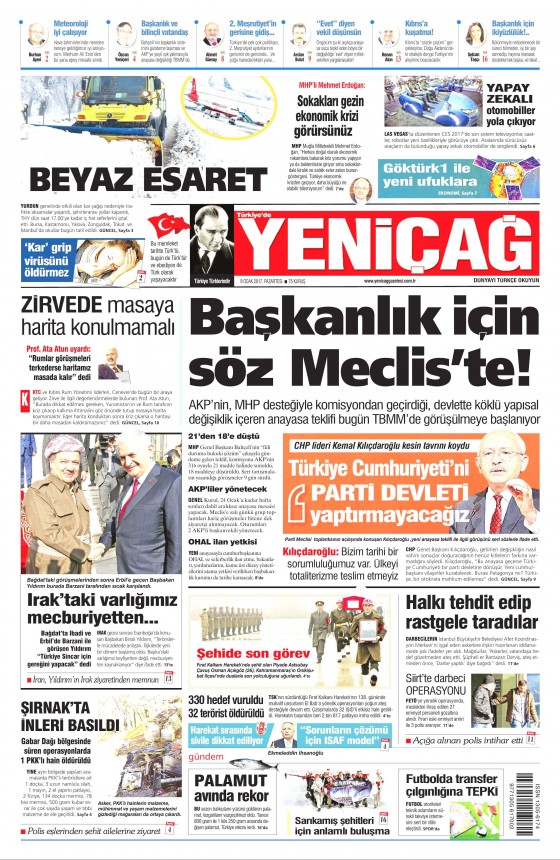 9 Ocak 2017 gazete manşetleri - 986