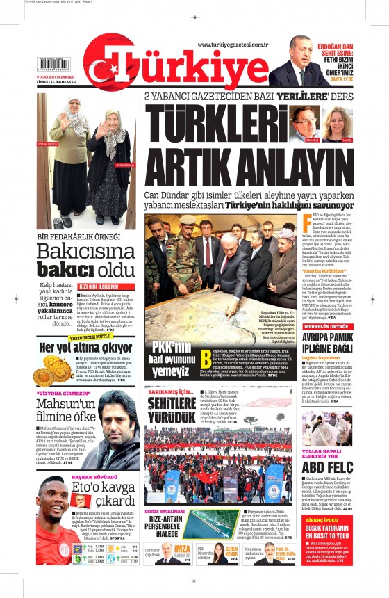 9 Ocak 2017 gazete manşetleri - 985