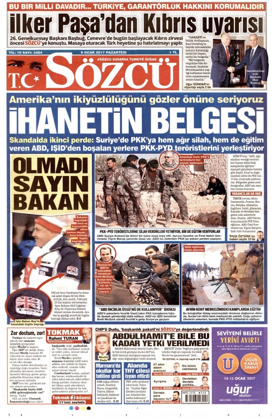 9 Ocak 2017 gazete manşetleri - 988