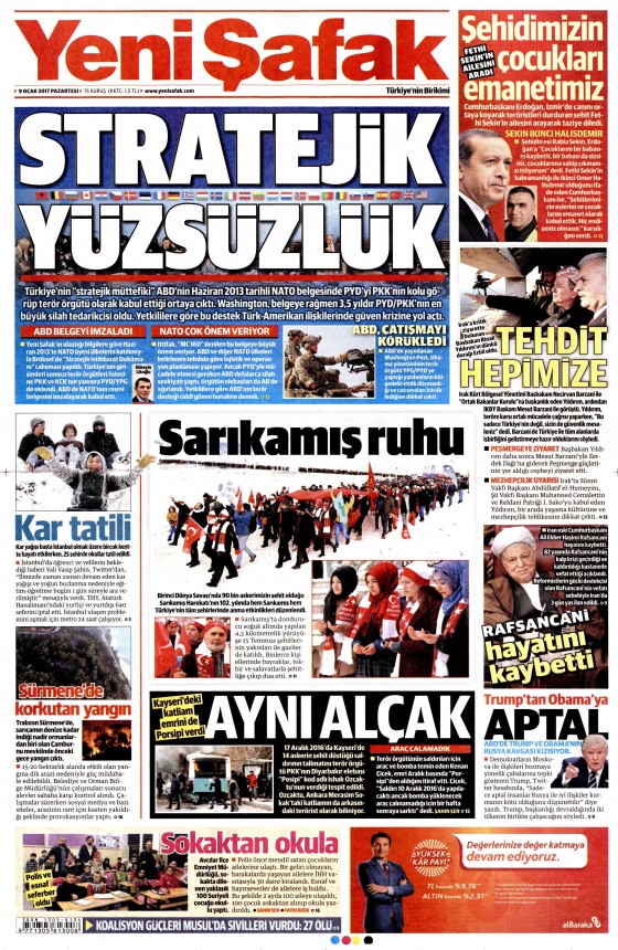 9 Ocak 2017 gazete manşetleri - 991