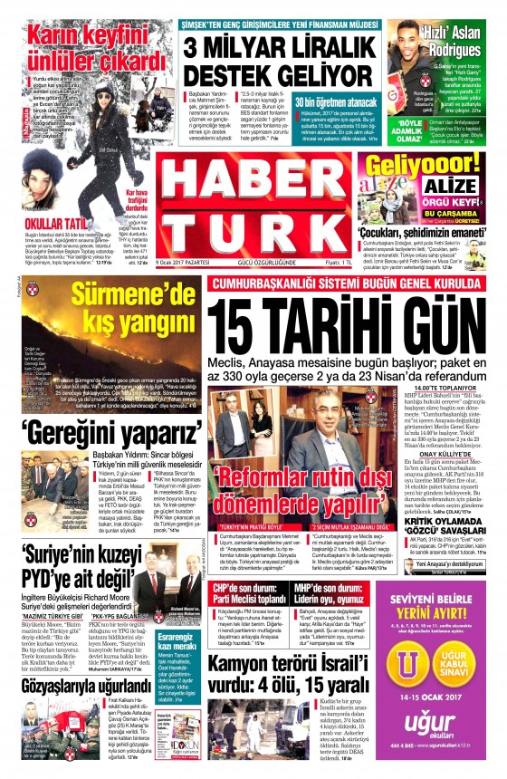 9 Ocak 2017 gazete manşetleri - 992