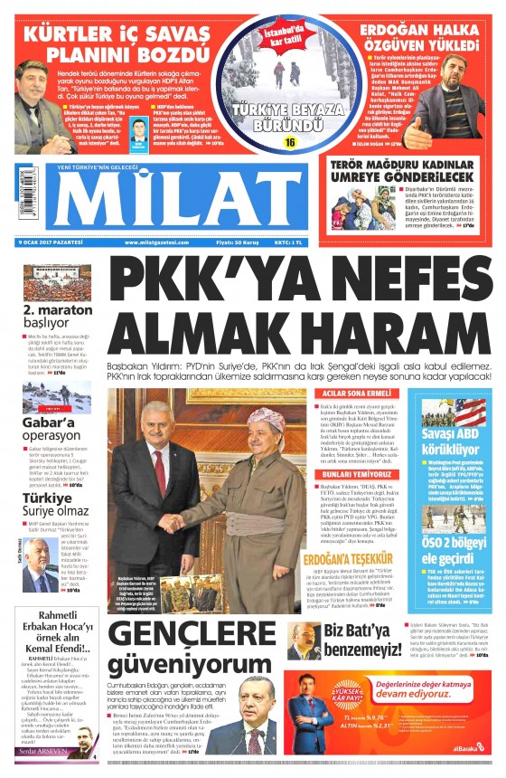 9 Ocak 2017 gazete manşetleri - 994