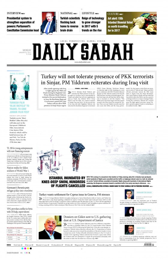 9 Ocak 2017 gazete manşetleri - 997