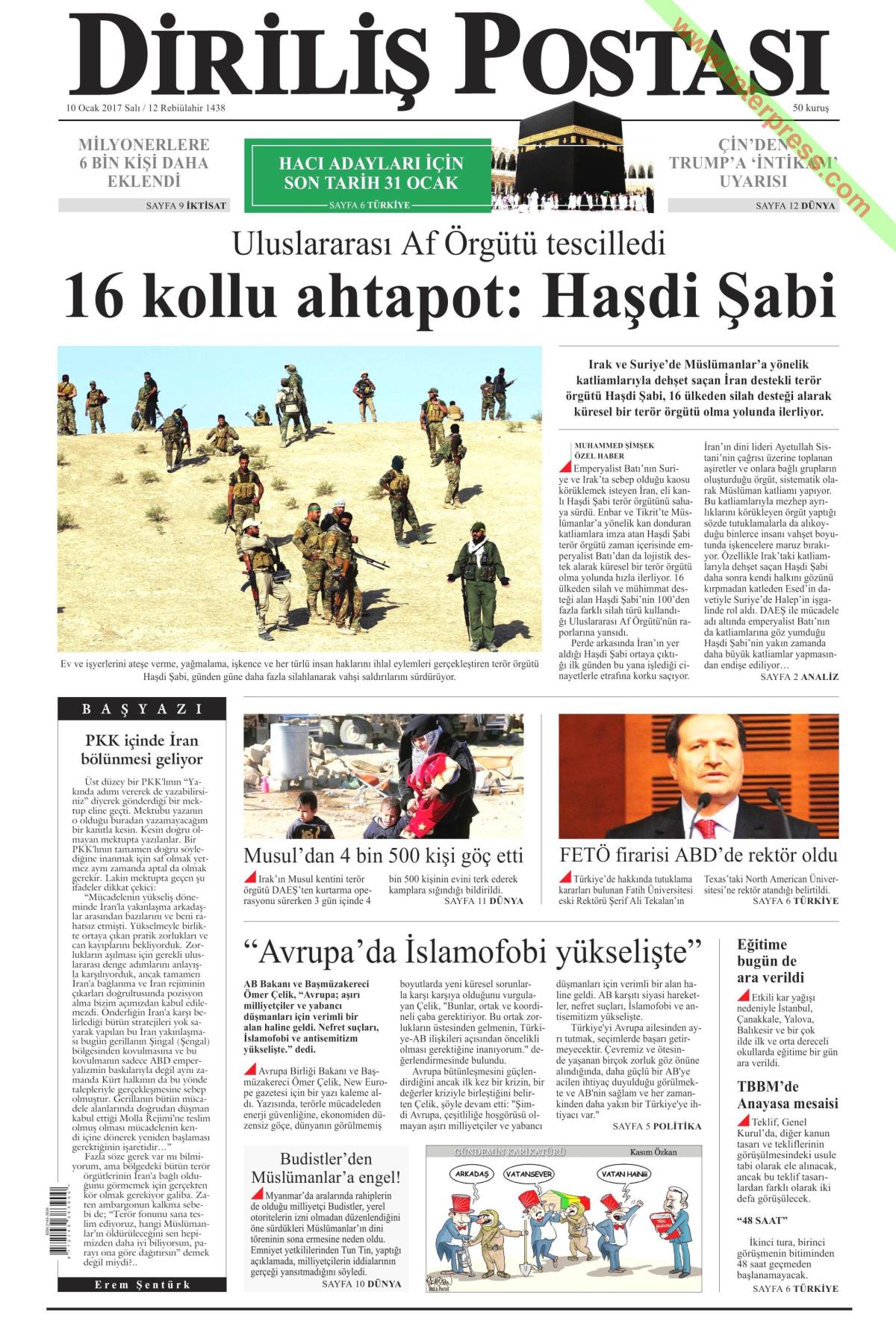 10 Ocak 2017 gazete manşetleri - 19