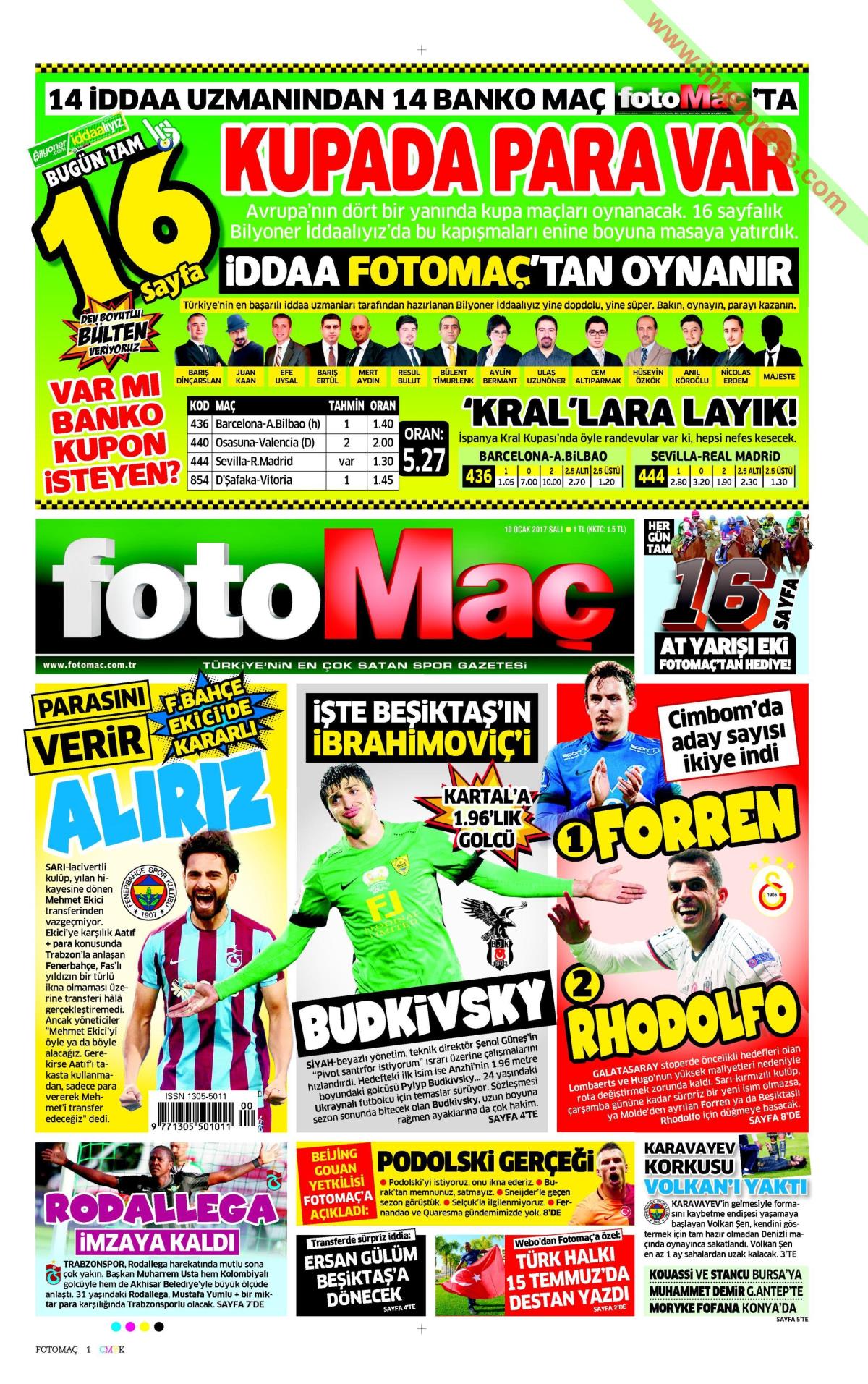 10 Ocak 2017 gazete manşetleri - 12