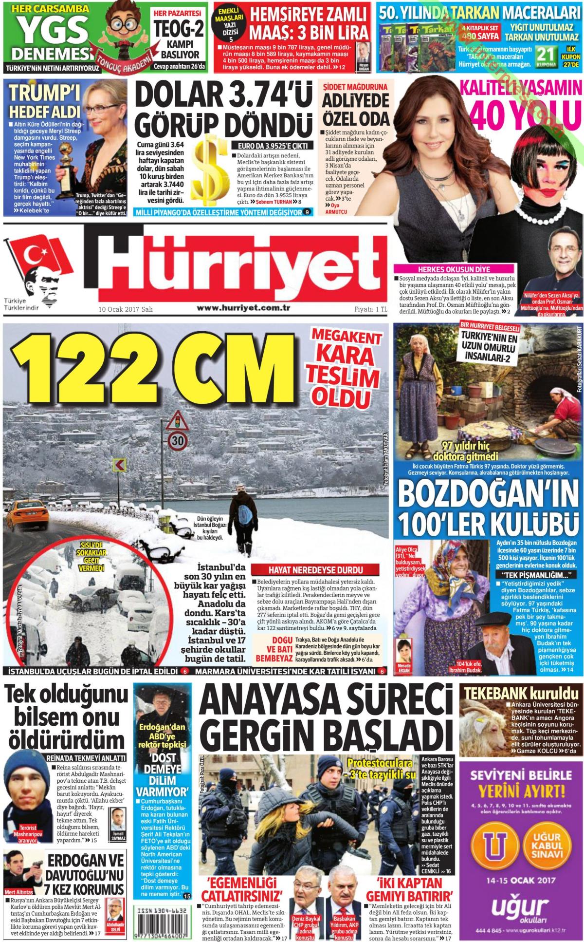 10 Ocak 2017 gazete manşetleri - 17