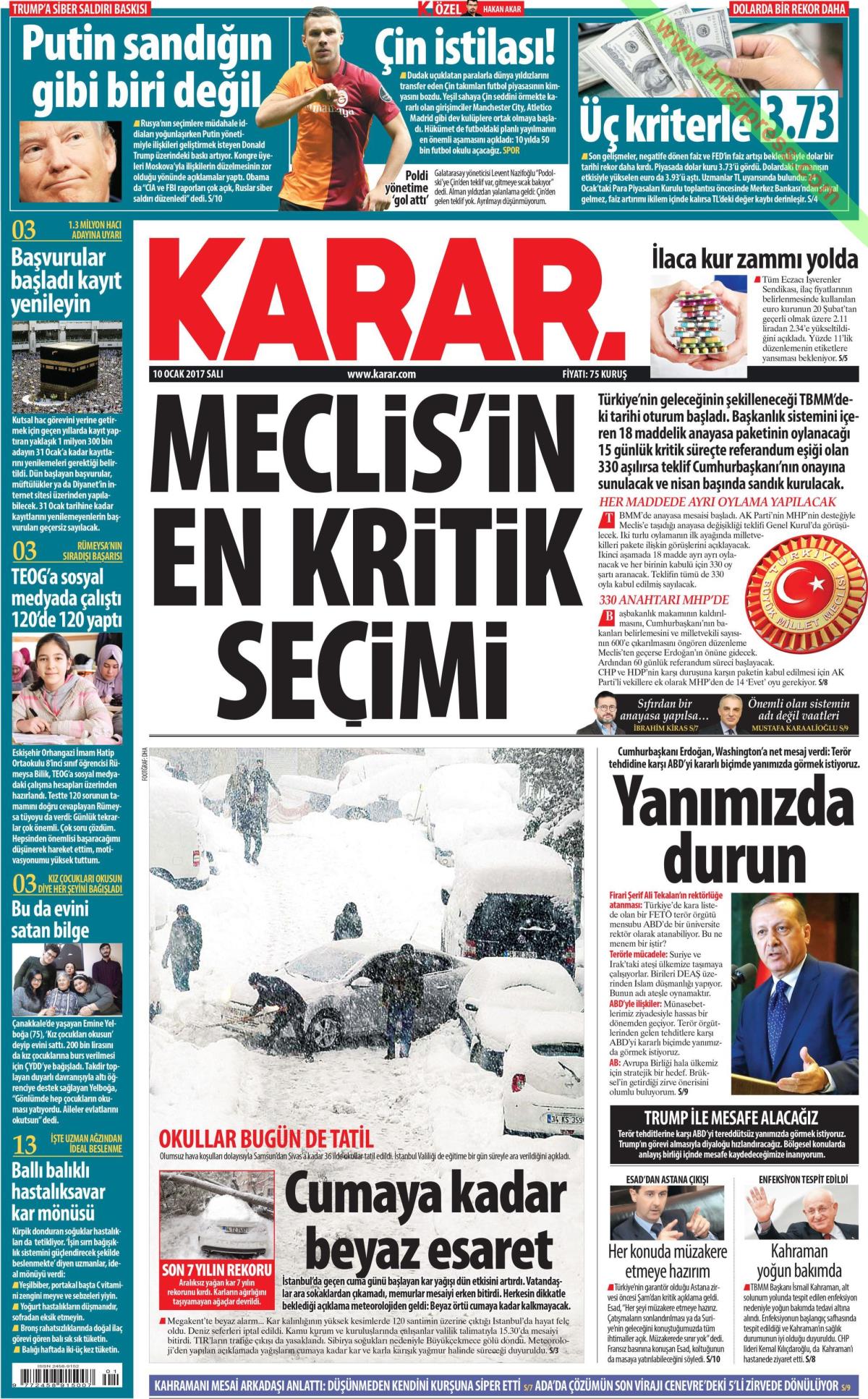 10 Ocak 2017 gazete manşetleri - 7