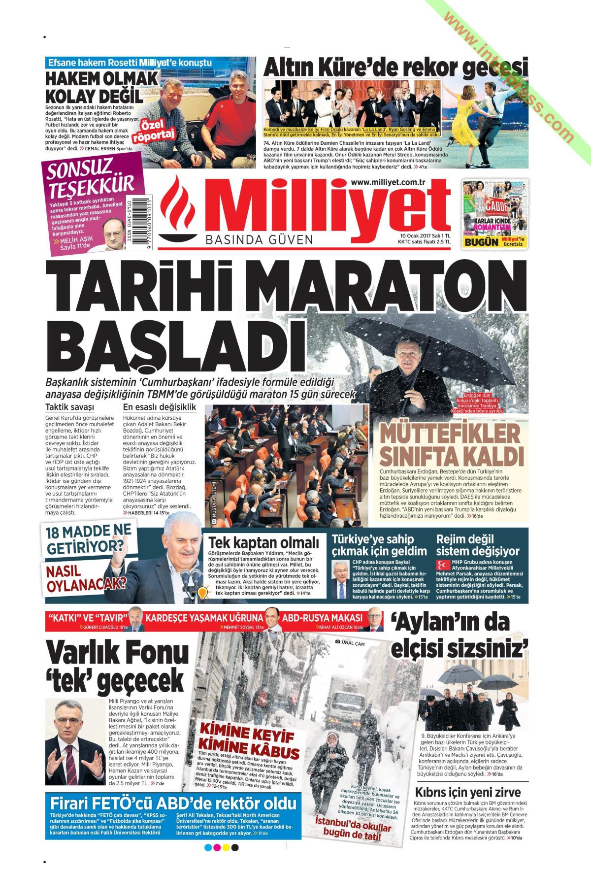 10 Ocak 2017 gazete manşetleri - 5