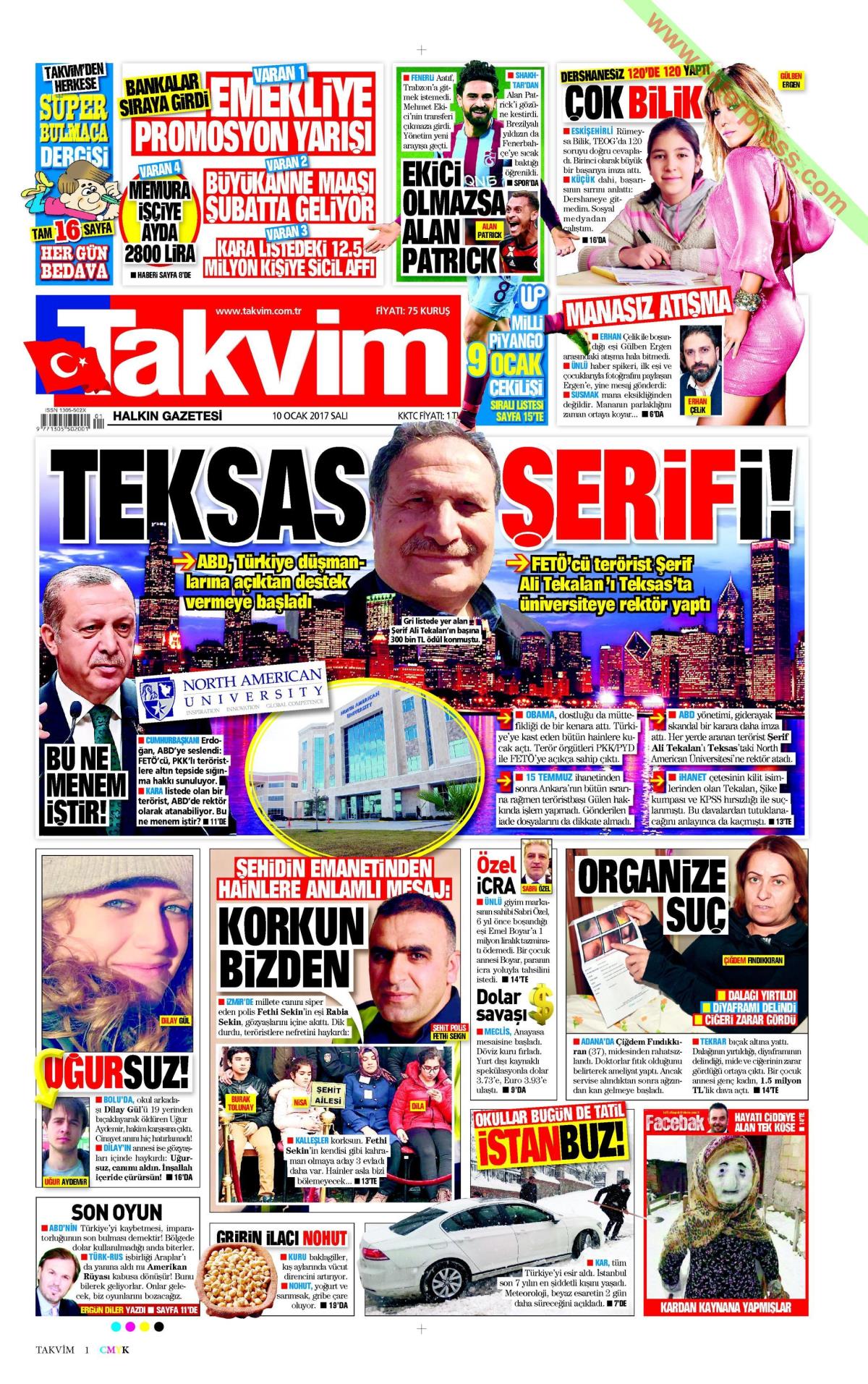 10 Ocak 2017 gazete manşetleri - 9