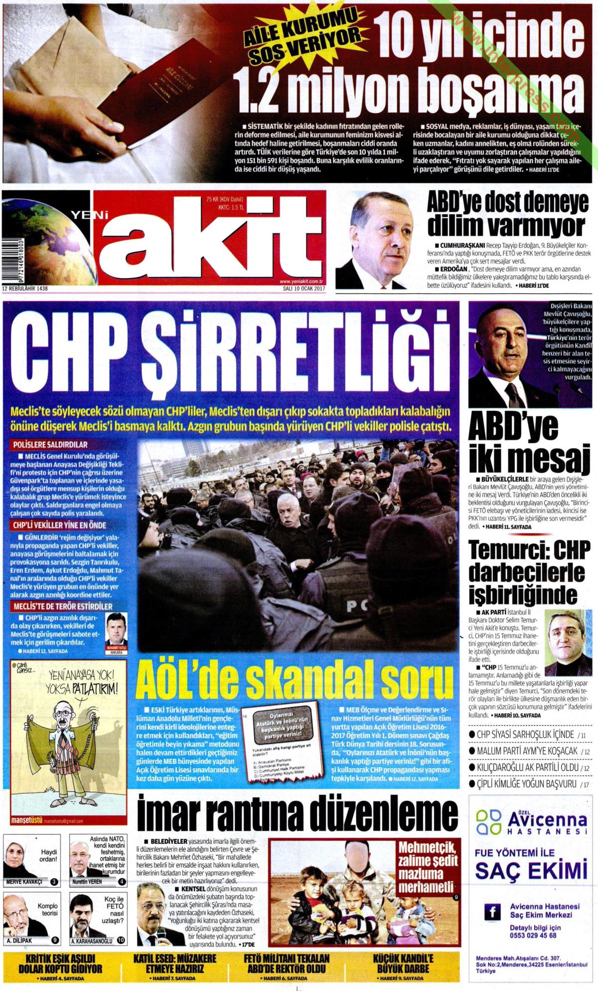 10 Ocak 2017 gazete manşetleri - 3