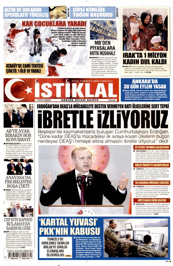 11 Ocak 2017 gazete manşetleri - 7