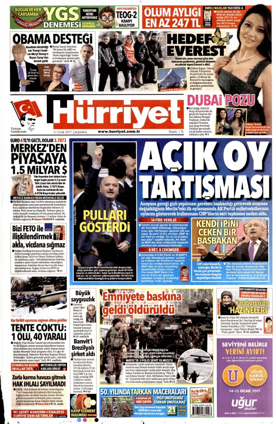 11 Ocak 2017 gazete manşetleri - 6