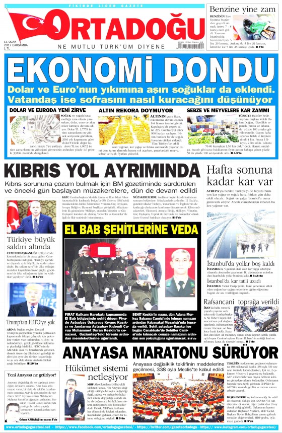 11 Ocak 2017 gazete manşetleri - 9