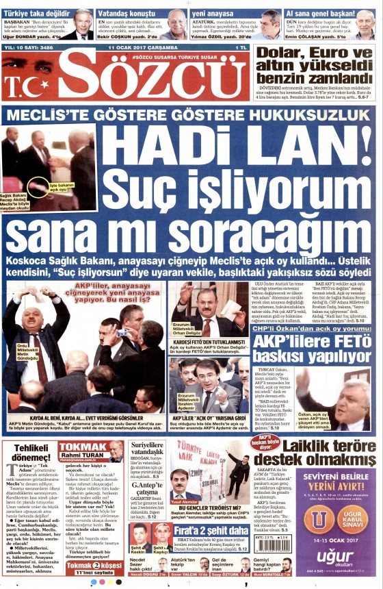 11 Ocak 2017 gazete manşetleri - 20