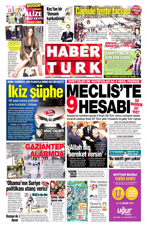 11 Ocak 2017 gazete manşetleri - 21