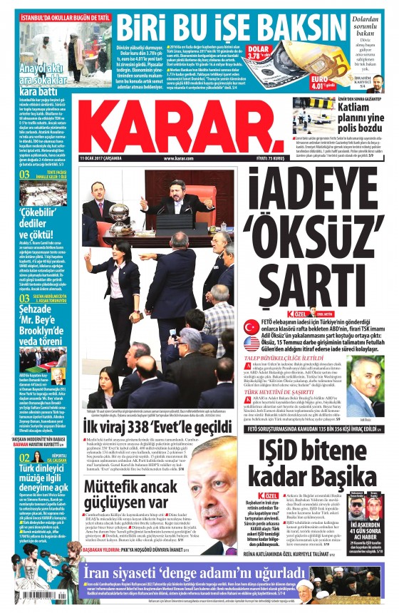 11 Ocak 2017 gazete manşetleri - 24