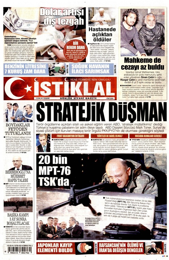 12 Ocak 2017 gazete manşetleri - 7