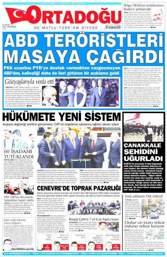 12 Ocak 2017 gazete manşetleri - 9