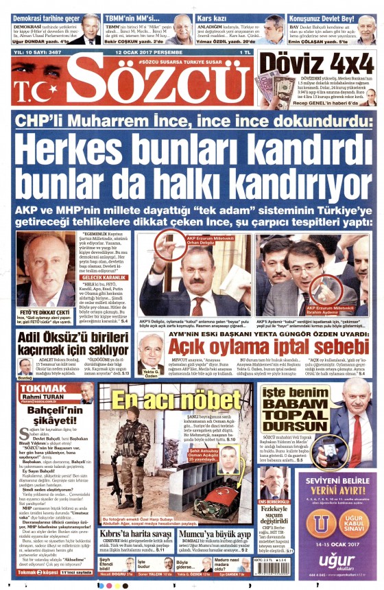 12 Ocak 2017 gazete manşetleri - 17