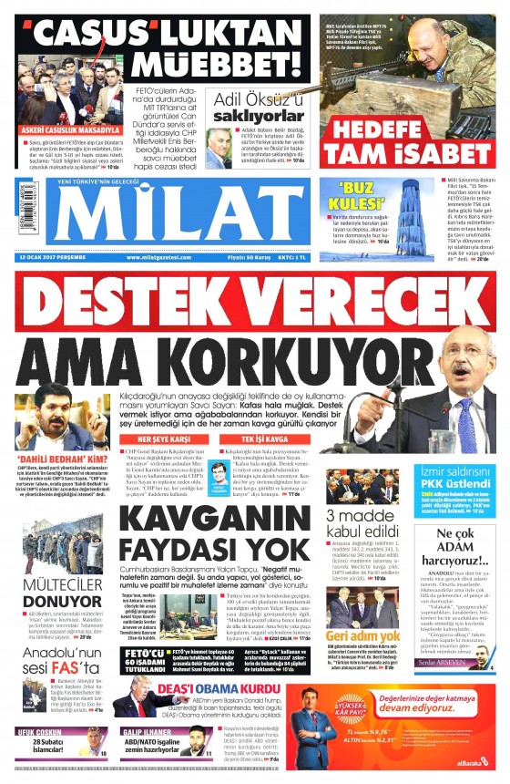 12 Ocak 2017 gazete manşetleri - 19