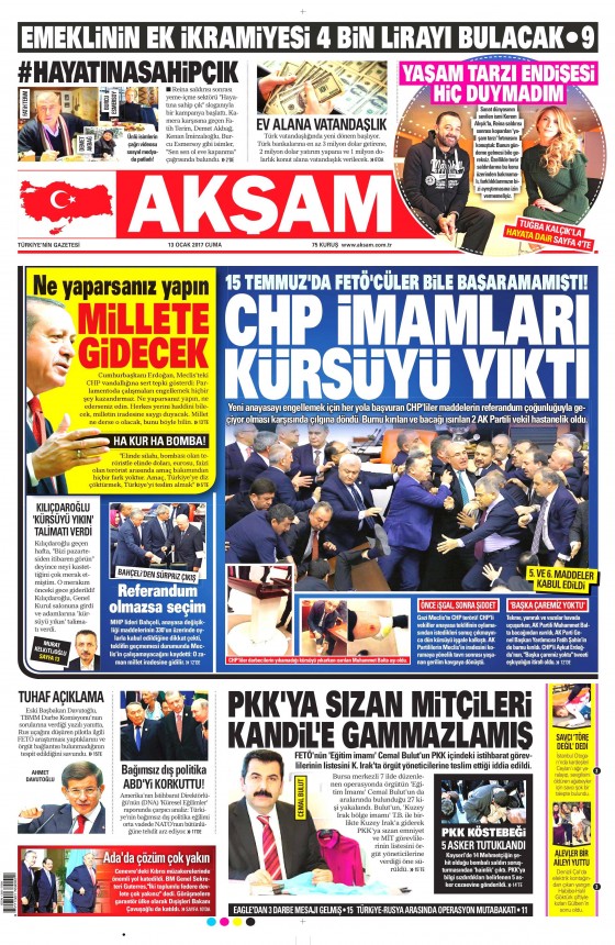 13 Ocak 2017 gazete manşetleri - 120