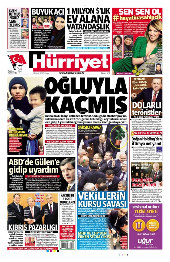 13 Ocak 2017 gazete manşetleri - 124
