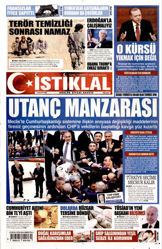 13 Ocak 2017 gazete manşetleri - 129